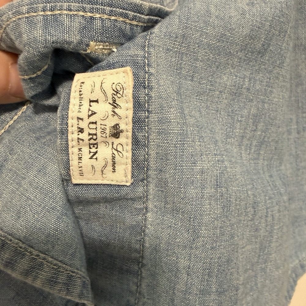 Lauren Ralph Lauren Classic Blue Denim Button Front Shirt Size Medium - Picture 2 of 6